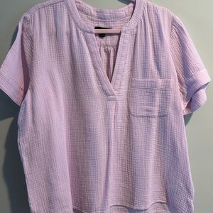 J Crew cotton gauze shirt in pink. Size L
